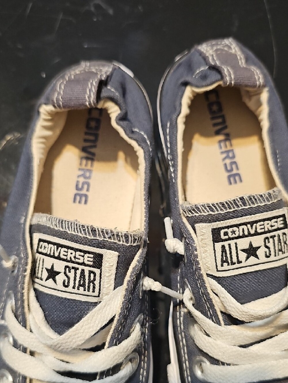 Converse Womens Low Top Canvas Sneakers - Navy and White Elastic Heel - Picture 2 of 6